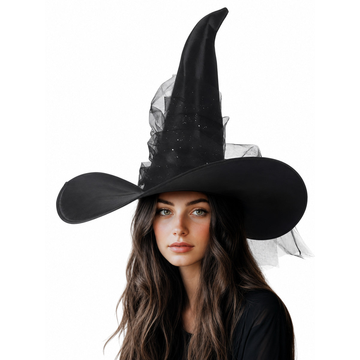 Witch carnival hat with mesh decoration