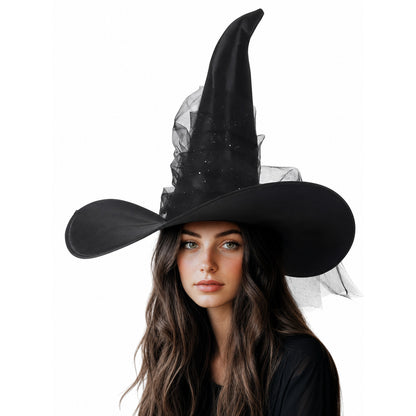 Witch carnival hat with mesh decoration