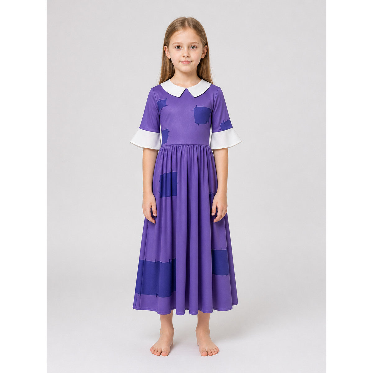 Pomni Cosplay Dress with Peter Pan Collar on-model view