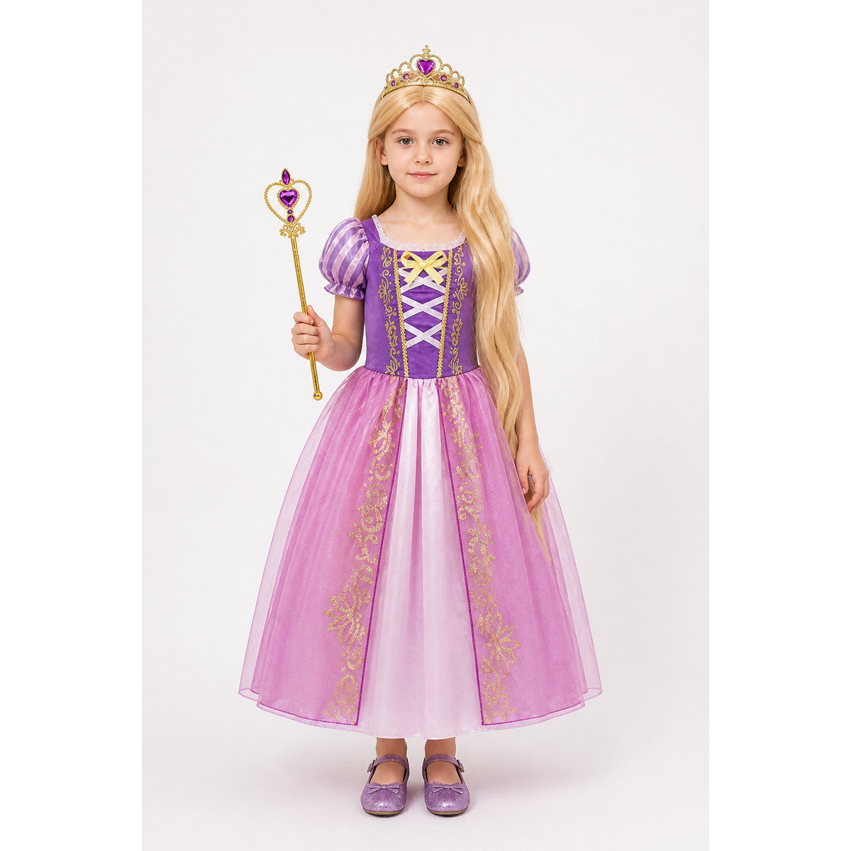 Rapunzel Princess Costume with Wig and Crown main product view