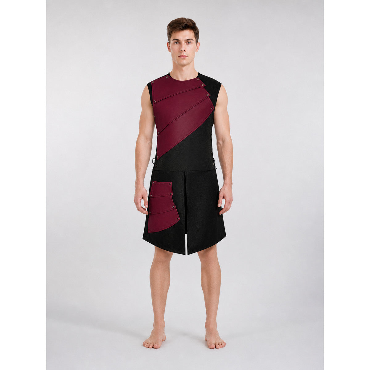 Sleeveless Jumpsuit with an Asymmetrical Panel