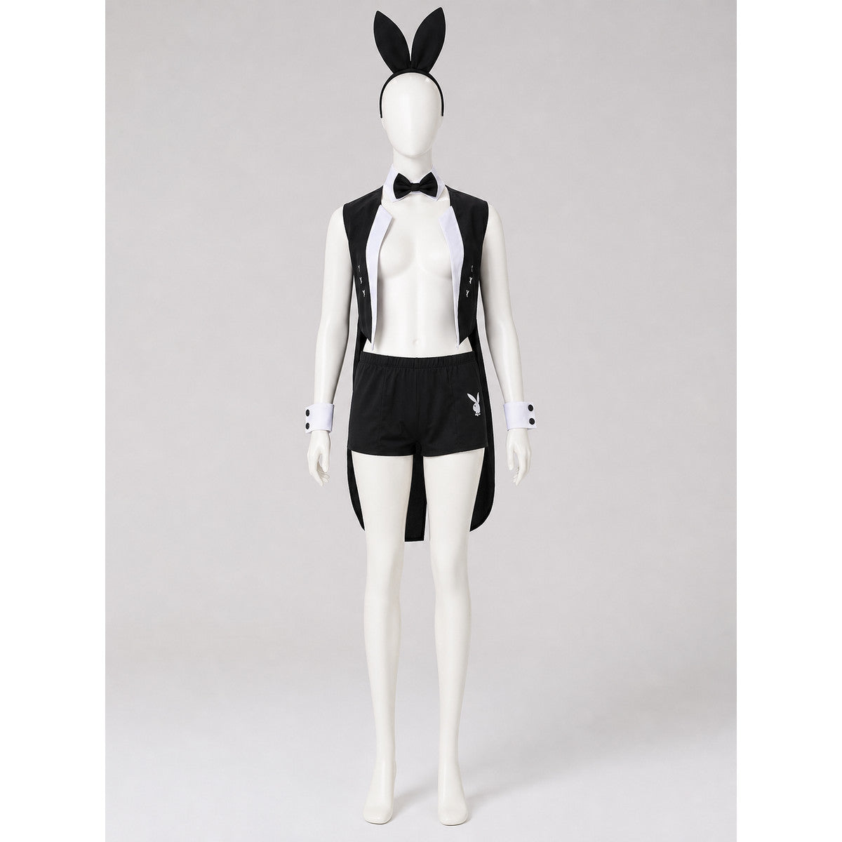 Black-and-White Rabbit Costume with Ears and Bow Tie