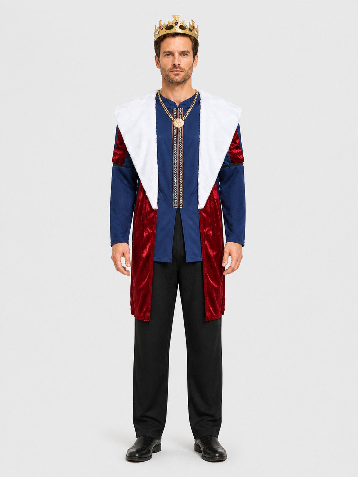 Roman Emperor Costume with Crown and Cape for Parties