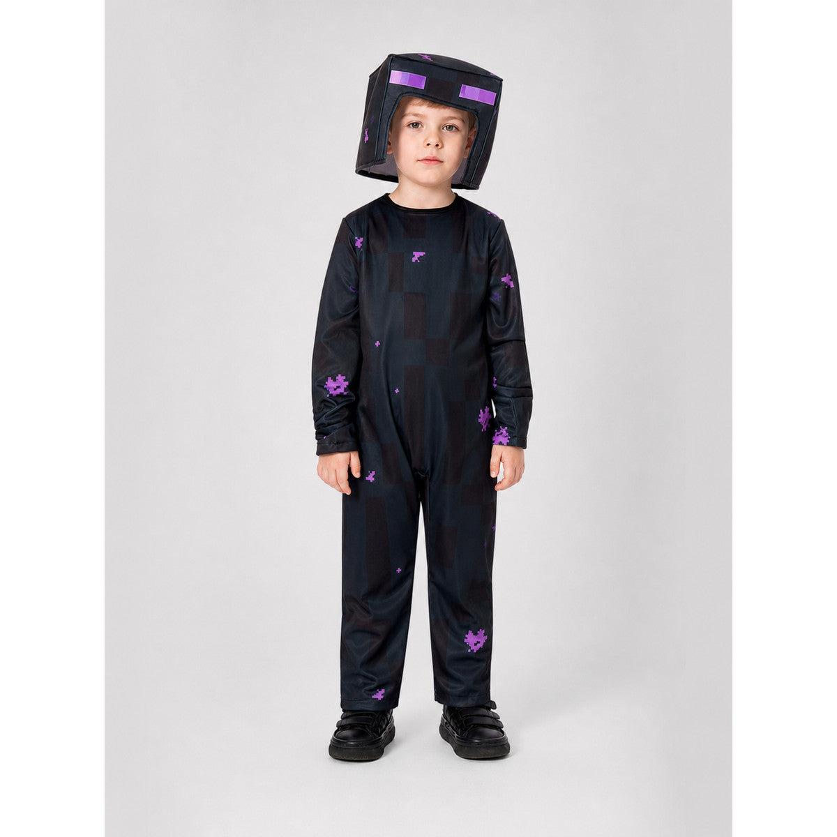 Minecraft Character Cosplay Costume, Black on-model view