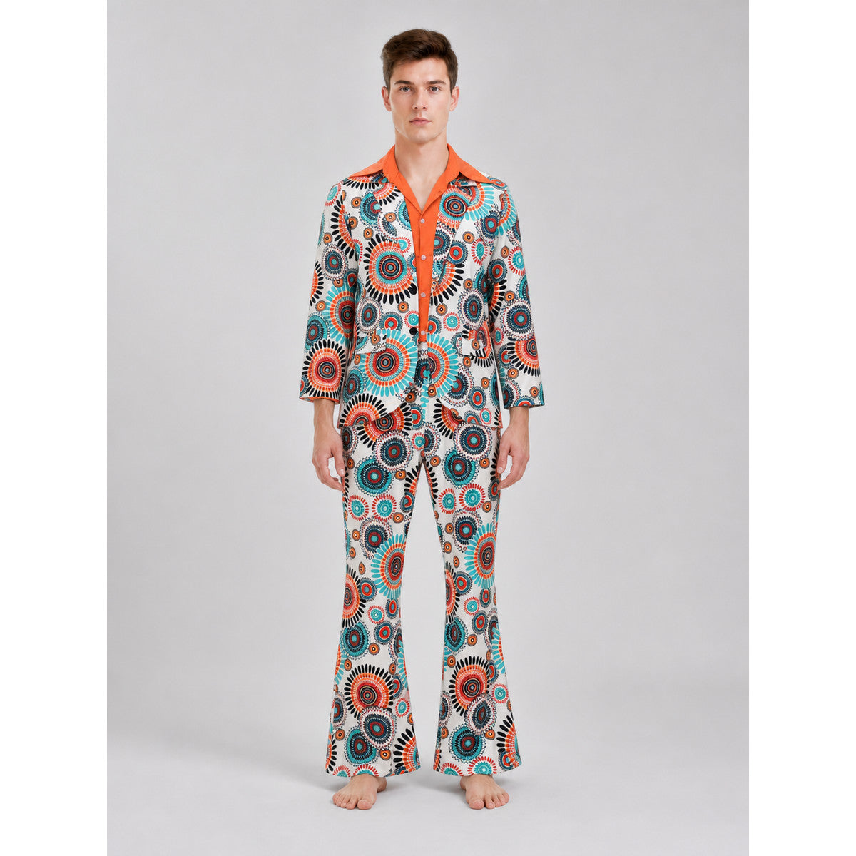 Disco Outfit with Geometric Print: Shirt and Pants