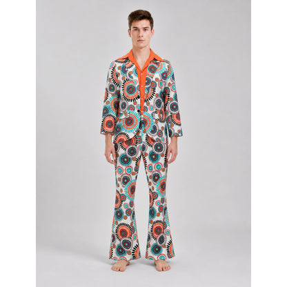 Disco Outfit with Geometric Print: Shirt and Pants