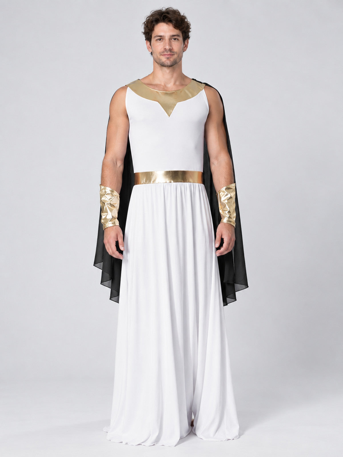 Carnival Toga Costume with Gold Trim and Cape