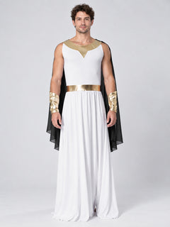 Carnival Toga Costume with Gold Trim and Cape