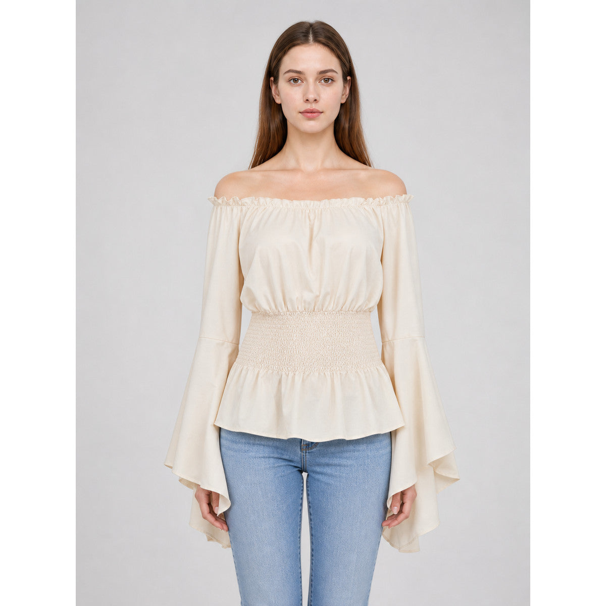 Off-the-Shoulder Blouse with Bell Sleeves
