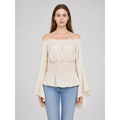 Off-the-Shoulder Blouse with Bell Sleeves