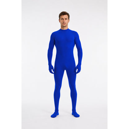 Royal Blue Halloween Jumpsuit with Covered Hands and Feet main product view