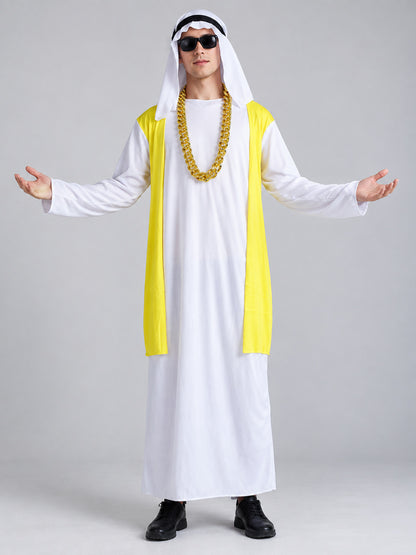 White Carnival Costume with Yellow Inserts