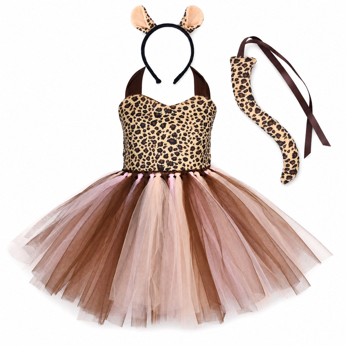 Tiger Costume for Baby Kids Forest Birthday Party Tutu Dress Outfit Toddler Girls Carnival Halloween Animal Giraffe Dress Up - Color:5