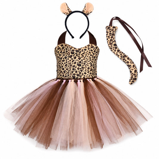 Tiger Costume for Baby Kids Forest Birthday Party Tutu Dress Outfit Toddler Girls Carnival Halloween Animal Giraffe Dress Up - Color:5