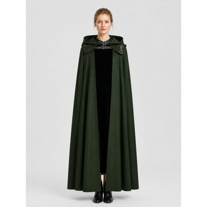Vampire Halloween Cosplay Cloak, Black, with Hood on-model view