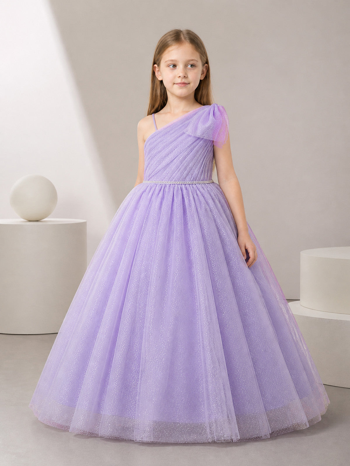 Lilac One-Shoulder Maxi Party Dress main product view