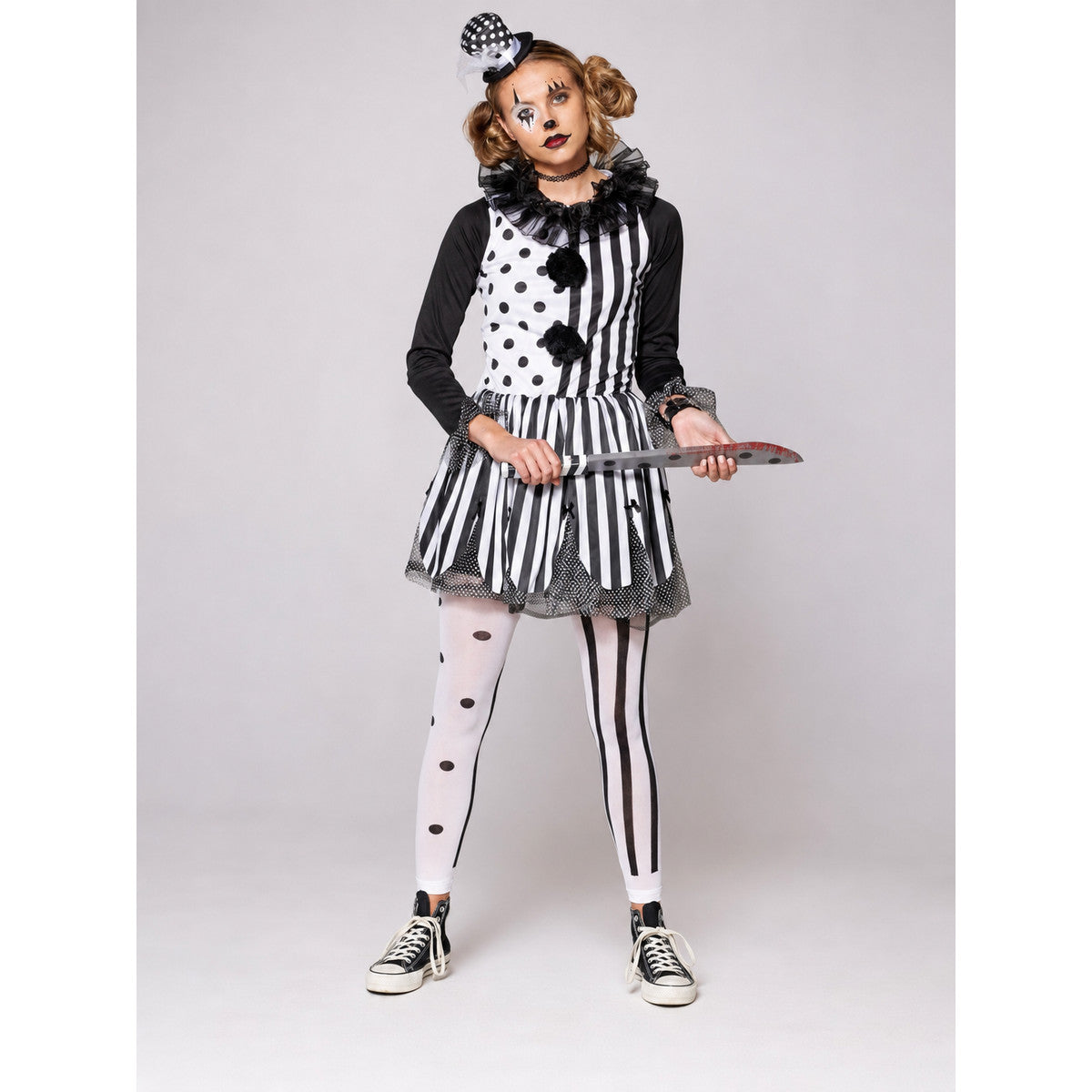 Black-and-White Striped Clown Costume