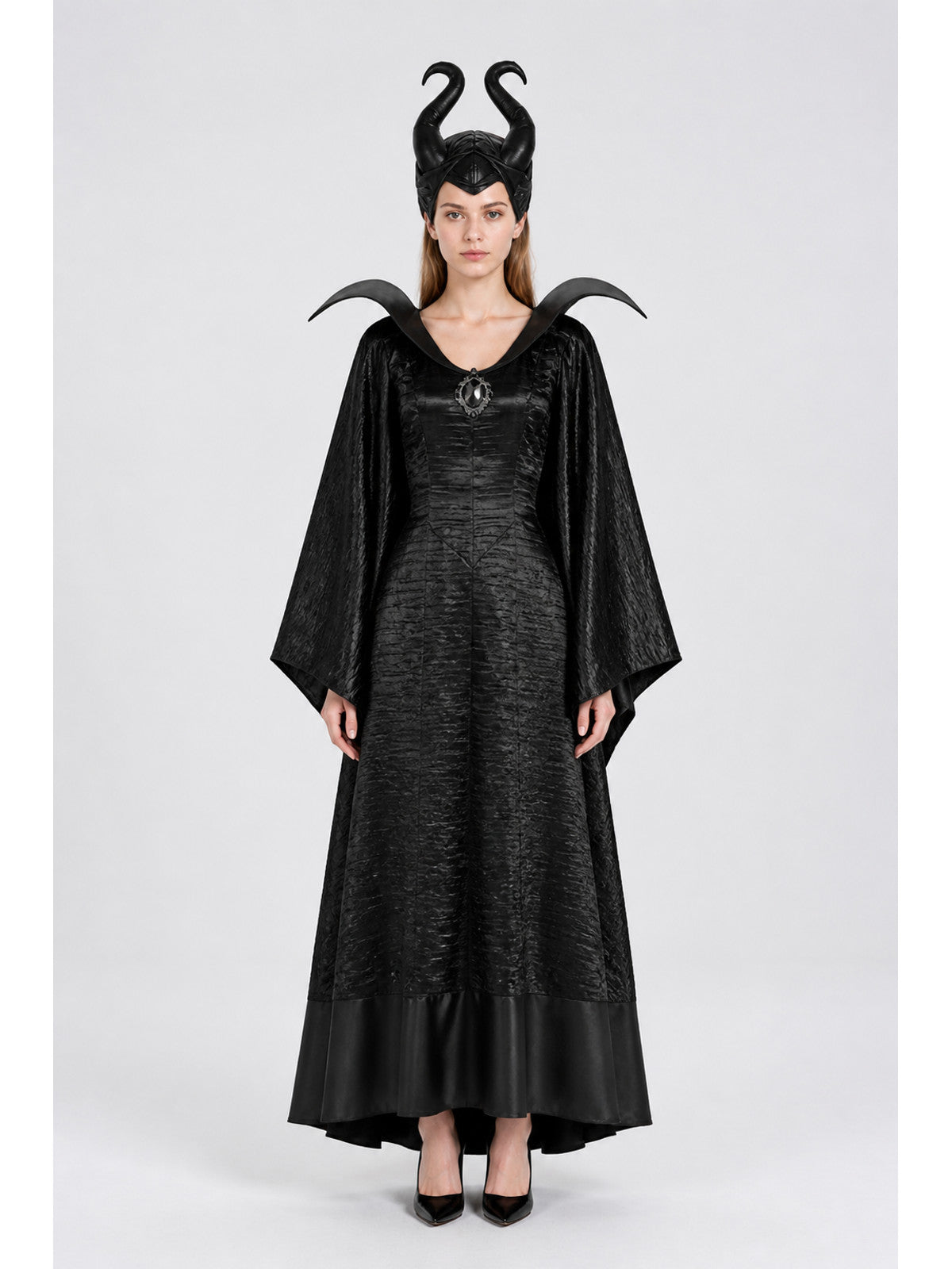 Halloween Costume with Horns and Long Dress