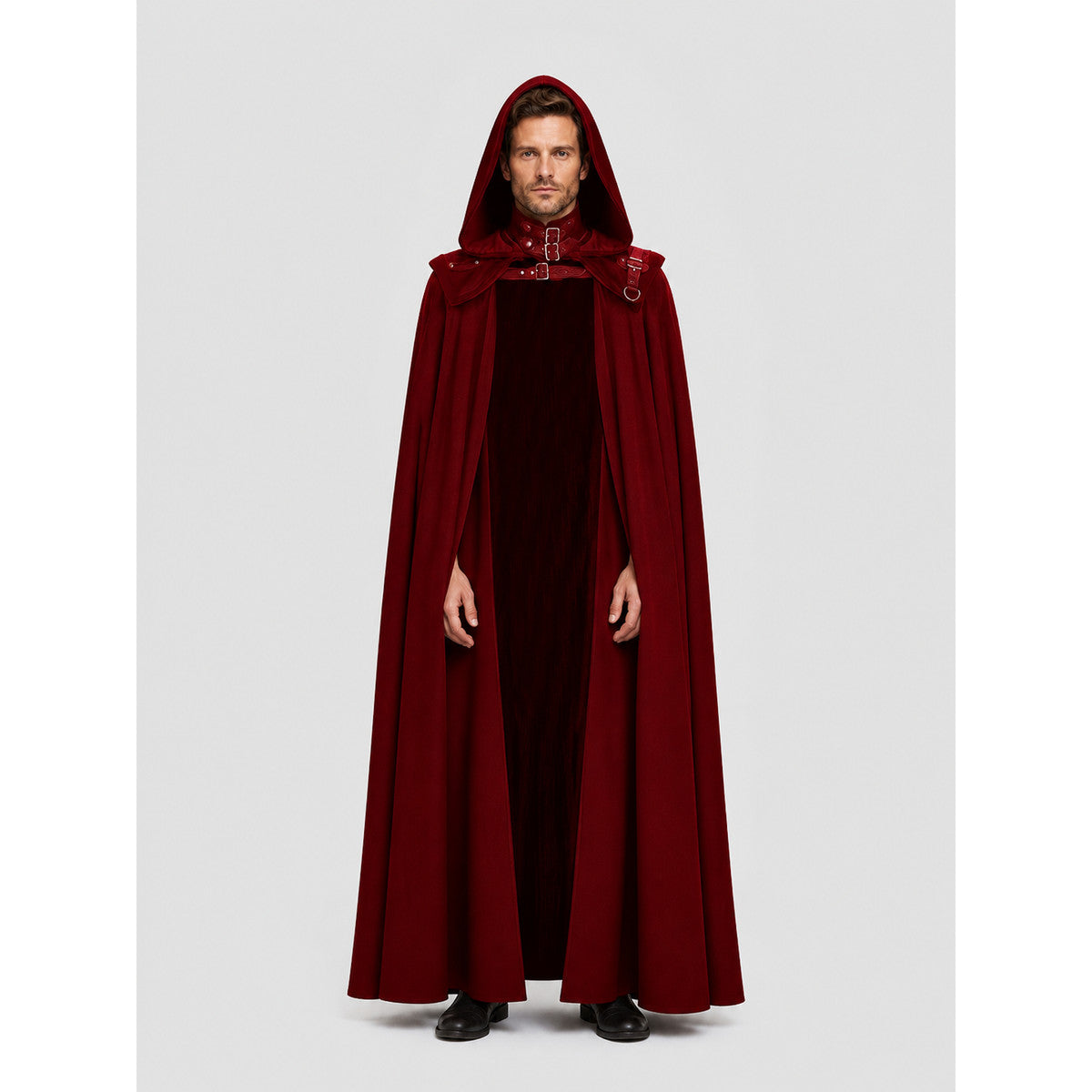 Hooded Death Cloak for Halloween, Vampire Costume on-model view