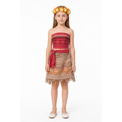 Moana Costume with Skirt and Floral Wreath for Carnival main product view
