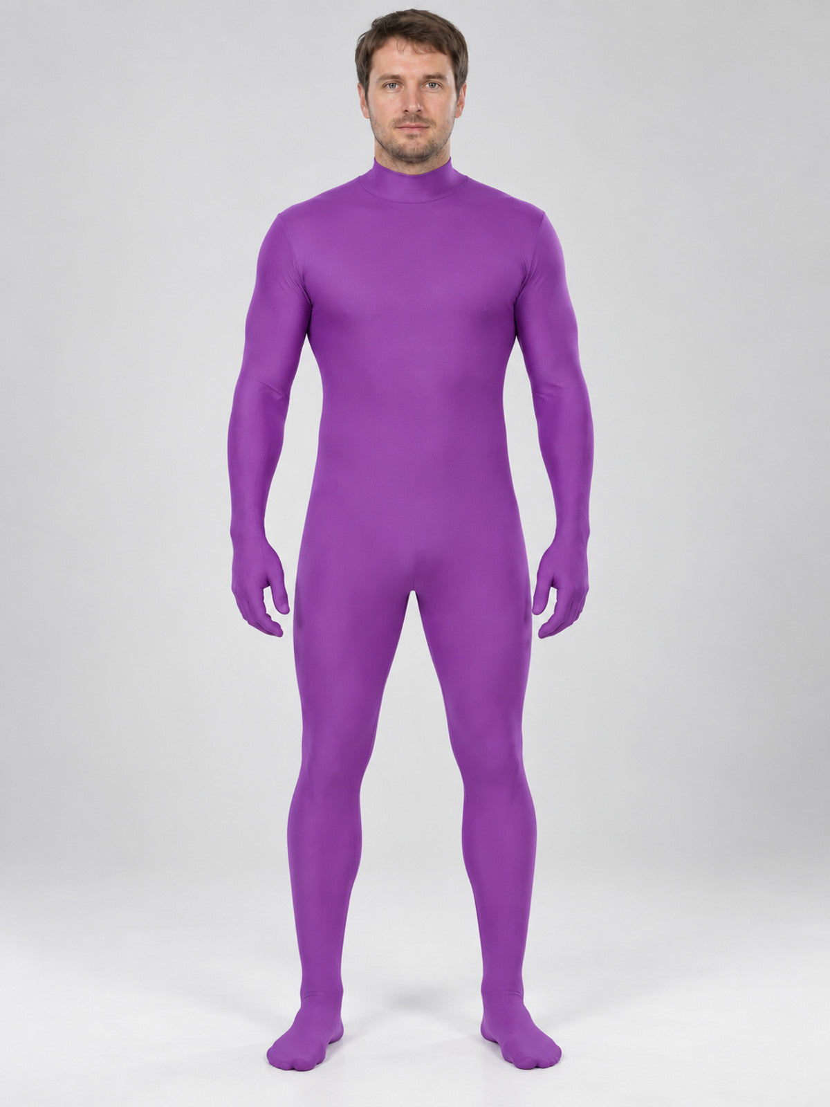 Invisibility Costume Purple form-fitting jumpsuit