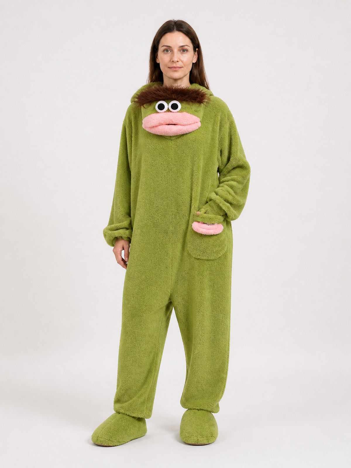 Green Carnival Costume, Hooded Pajama Jumpsuit main product view