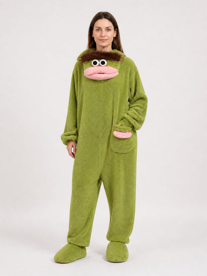 Green Carnival Costume, Hooded Pajama Jumpsuit main product view