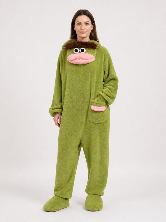 Green Carnival Costume, Hooded Pajama Jumpsuit main product view