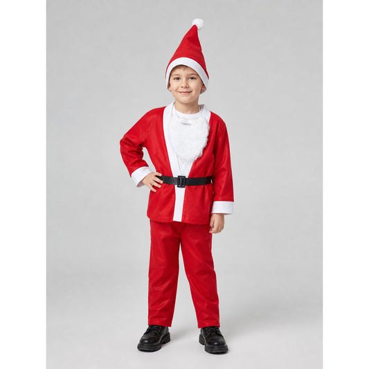 Santa Claus Costume with Hat, Beard, Belt, and Sack