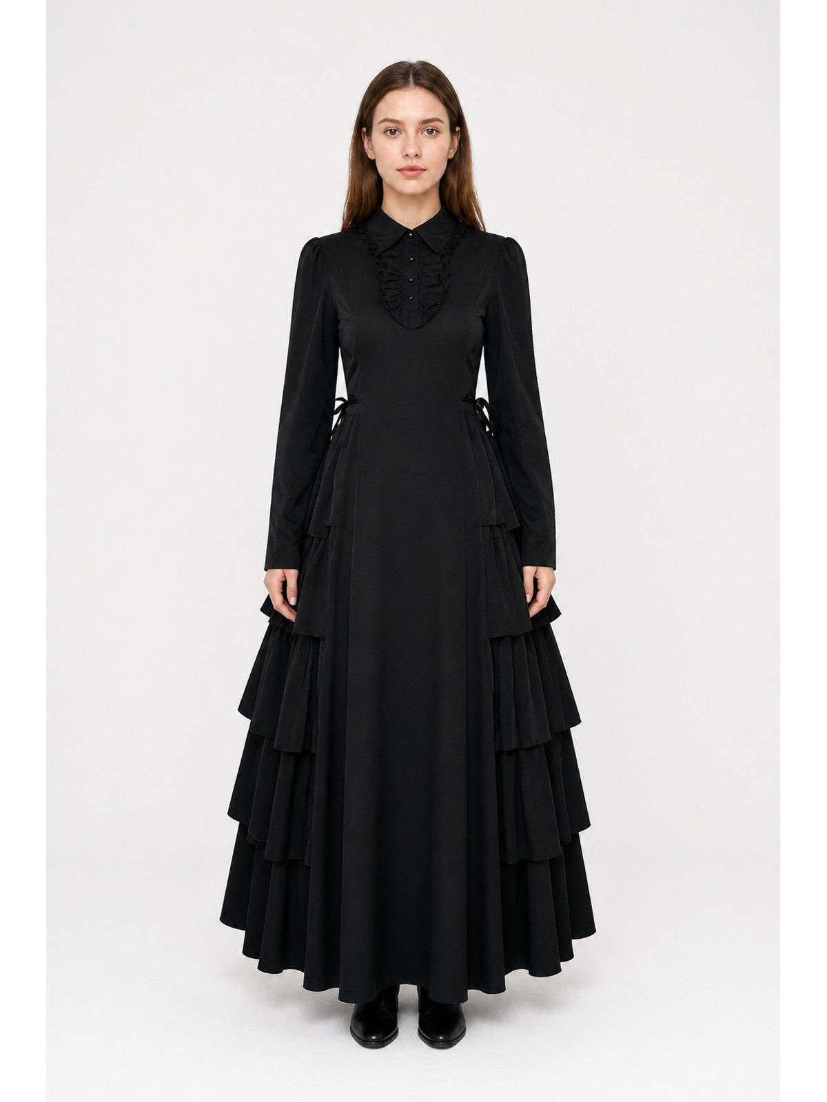 Black Dress with Peter Pan Collar and Lacing main product view