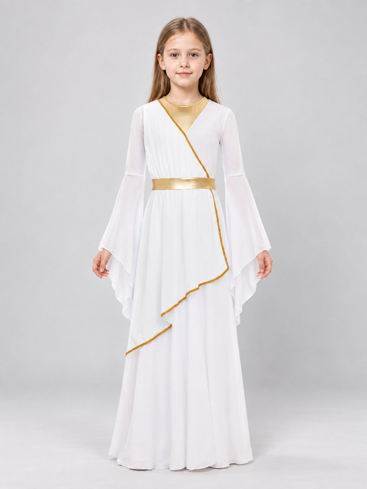 Athena Kids' Costume with Cape and Flared Sleeves