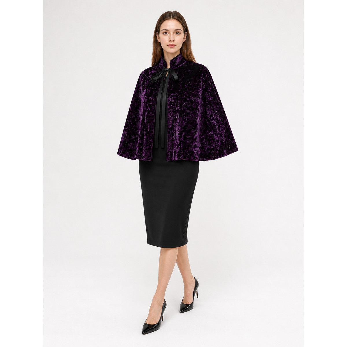 Purple Costume Cloak with High Collar