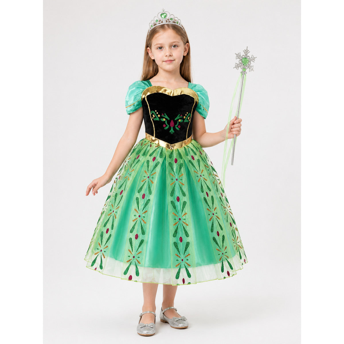 Princess Costume with Crown and Magic Wand main product view