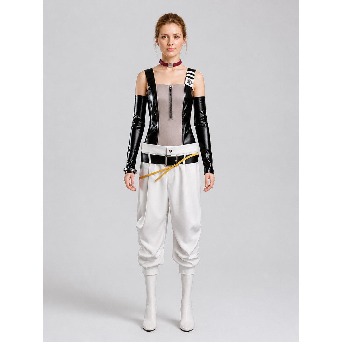 Semyu Griers Cosplay Costume with Belt and Arm Sleeves on-model view