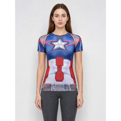 Superhero print T-shirt, slim fit on-model view