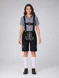 Historical Ethnic Costume with Suspenders and Embroidery