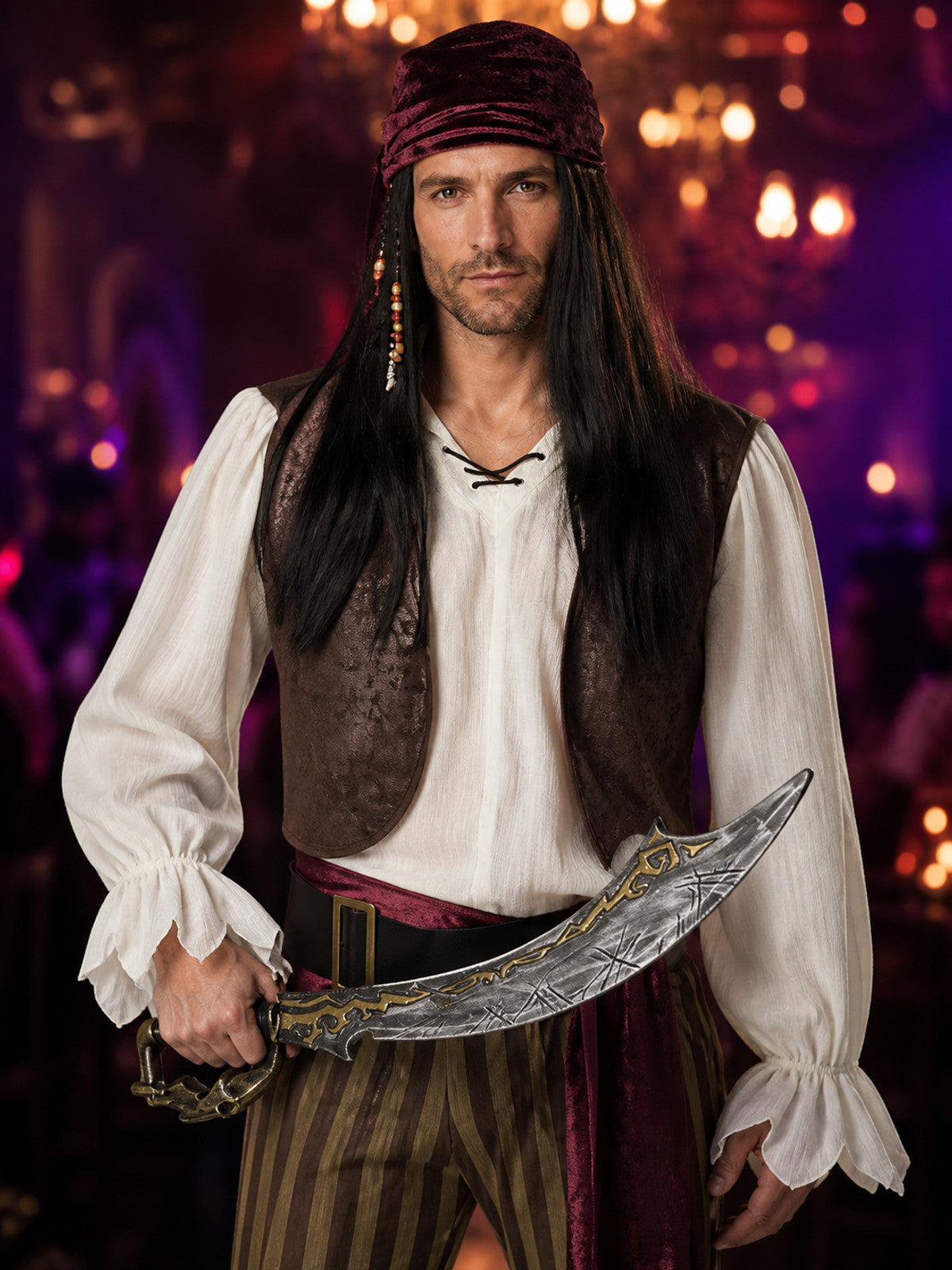 Captain Jack Sparrow Pirate Costume for Halloween on-model view