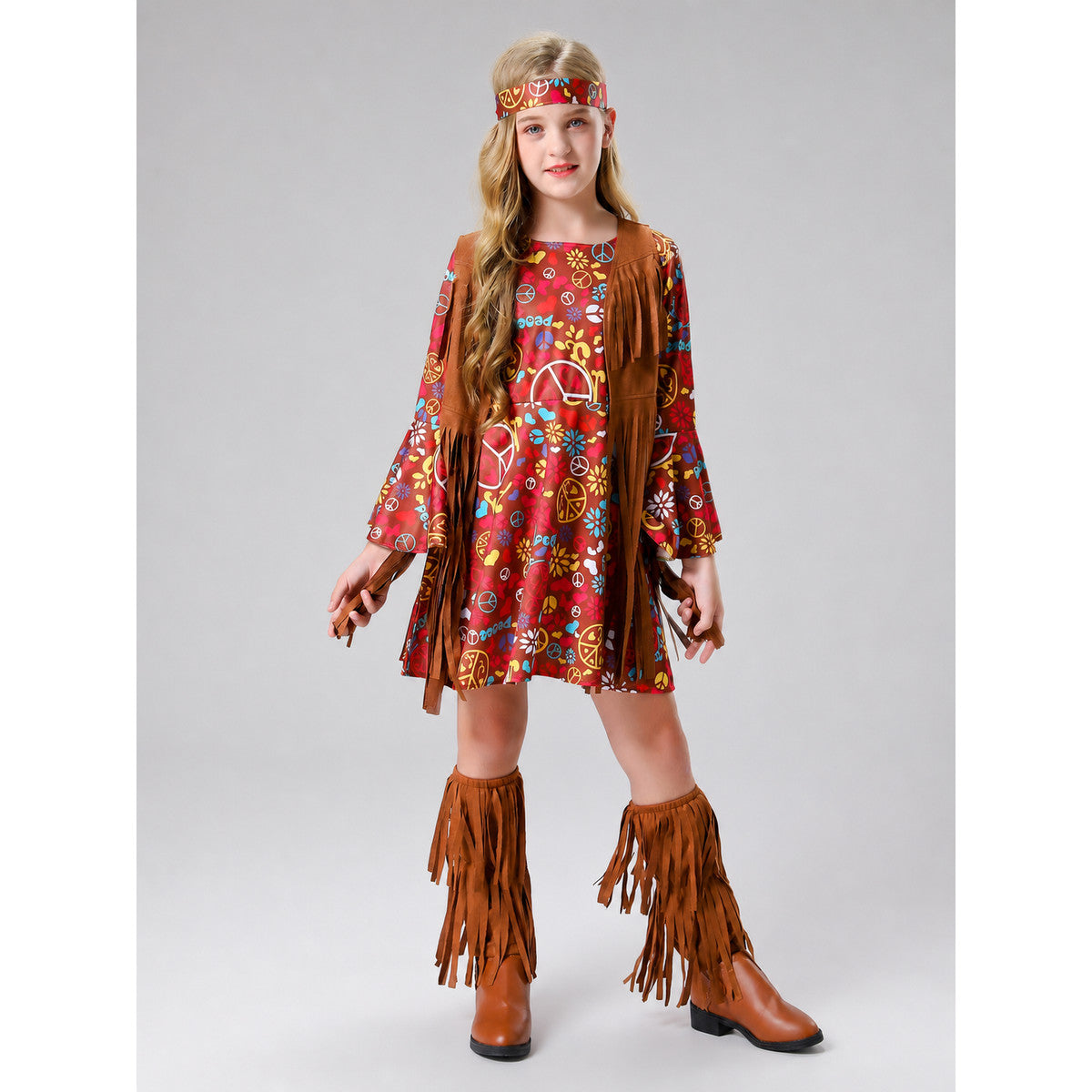 Carnival Costume with Fringe and Retro Print