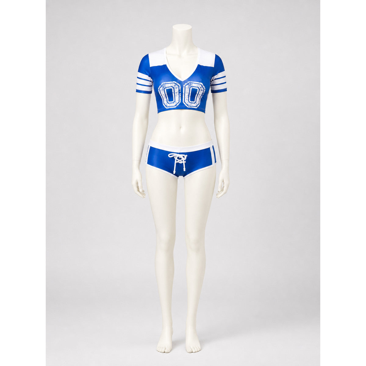 Stage outfit set: cropped top and shorts, blue
