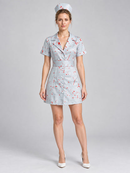 contrasting red splatter print womens_nurse_cosplay_costume_set product image