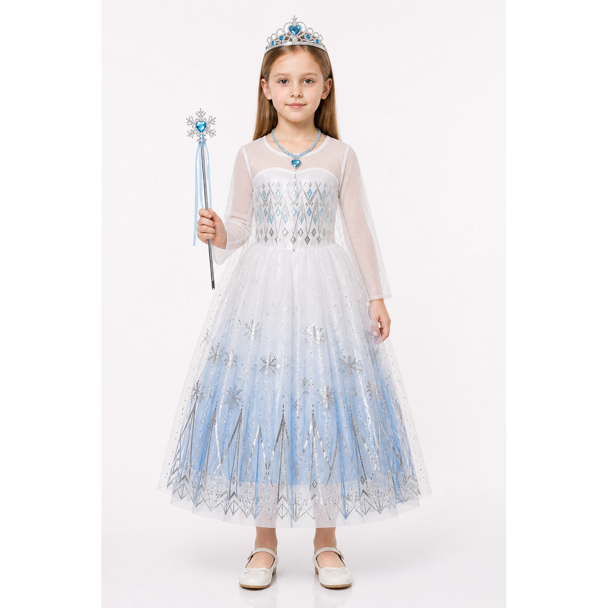 Elsa Dress with Snowflakes for Parties main product view
