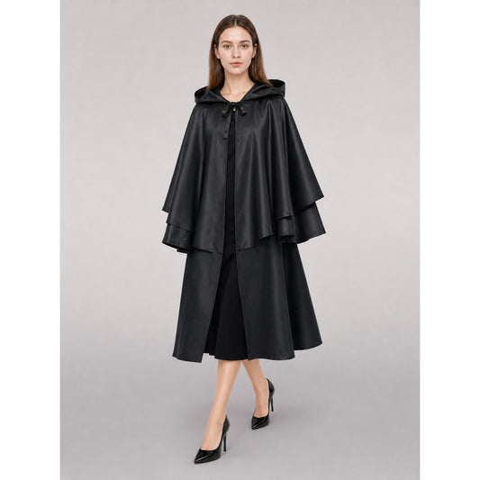 Long Black Carnival Cloak with Hood