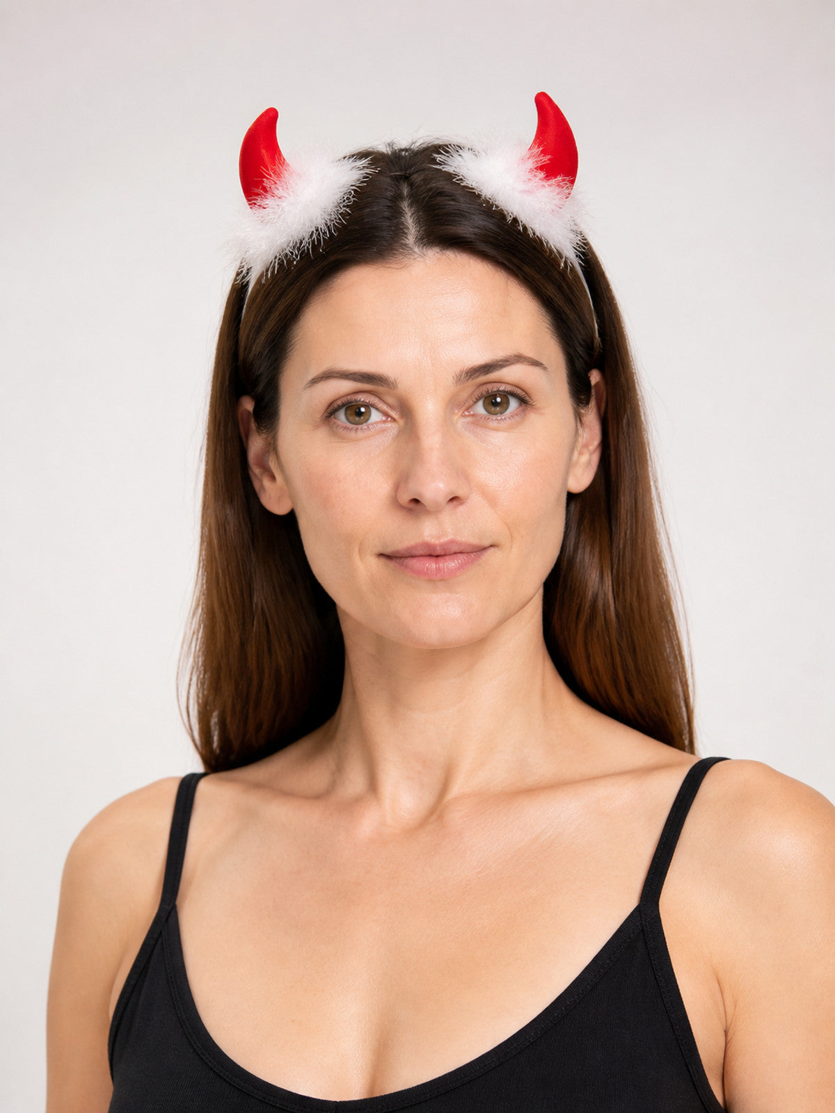 Carnival Headband with Red Horns and Feathers main product view