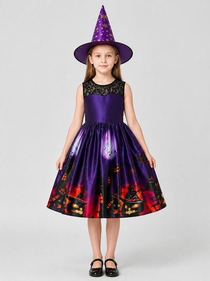 Witch Costume Dress with Hat, Halloween on-model view