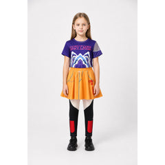 Kids' K-POP Halloween Costume, Orange Skort, 110–160