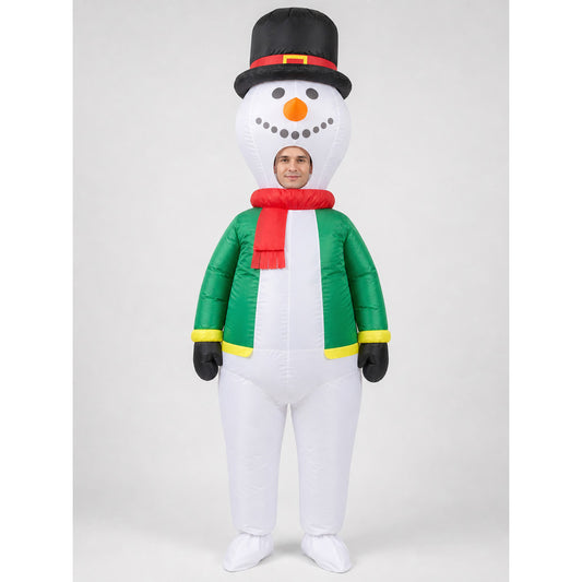 Inflatable Snowman Costume for Holiday Events and Parades on-model view