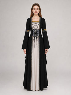 Gothic Long-Sleeve Lace-Up Dress