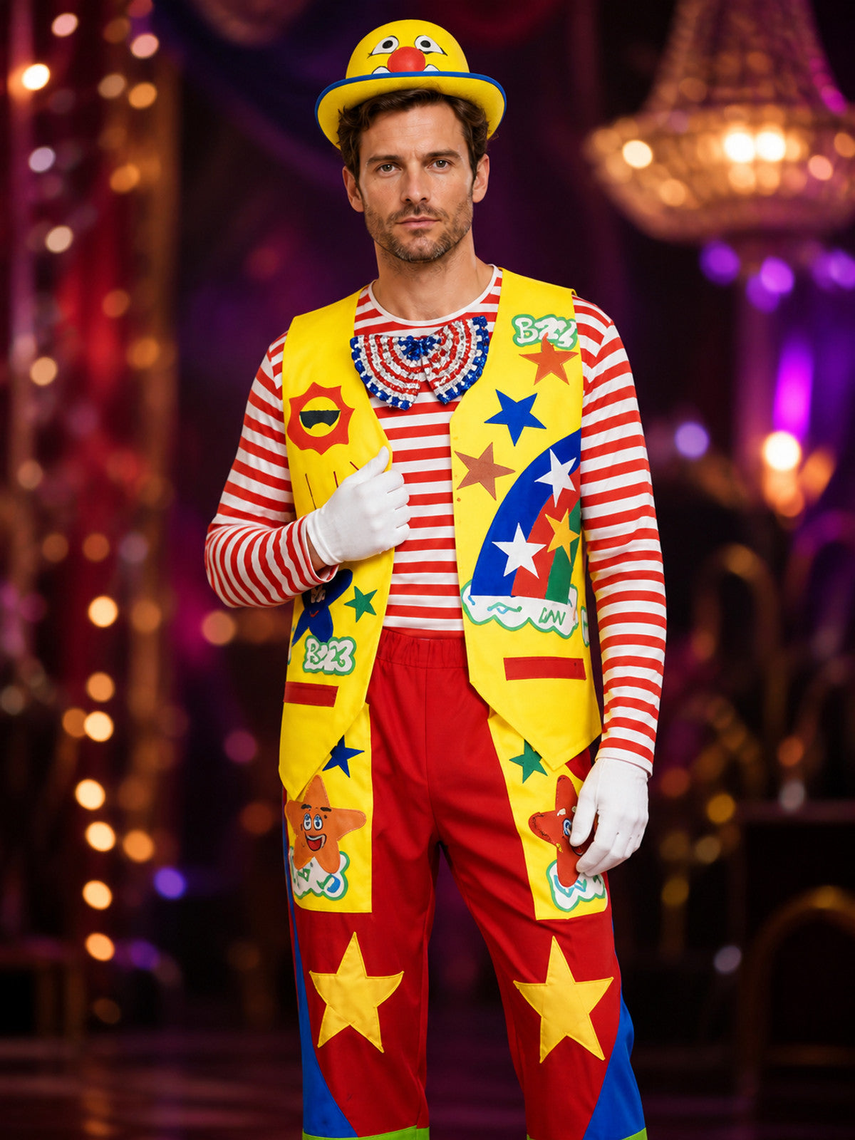 Circus Clown Costume for Performances and Halloween on-model view