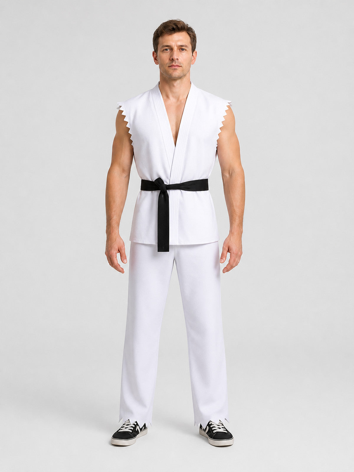 Ryu and Ken Cosplay Costume, Sleeveless Set on-model view