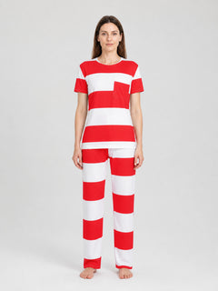 Prison Costume for Cosplay, Red and White Striped
